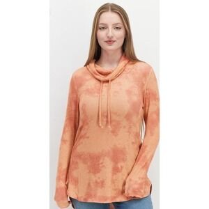 Market & Spruce Women Turtle Neck Tie‎ Dye Sweatshirt Coral Combo Size Medium